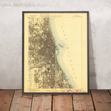 Old Map of Chicago, Illinois by USGS, 1901 – Lake Michigan & Chicago River