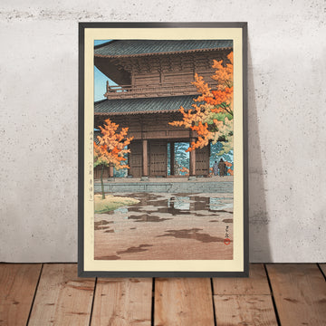 A framed image of Nanzenji Temple in Autumn Kyoto by Hasui Kawase 1935