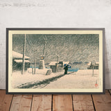 Schneesturm in Tsukishima von Hasui Kawase, 1935 