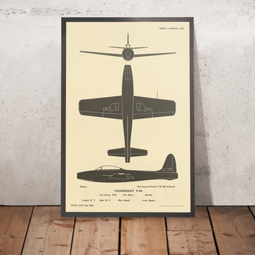 A framed image of Thunderjet P-84 by Ministry of Supply, 1947