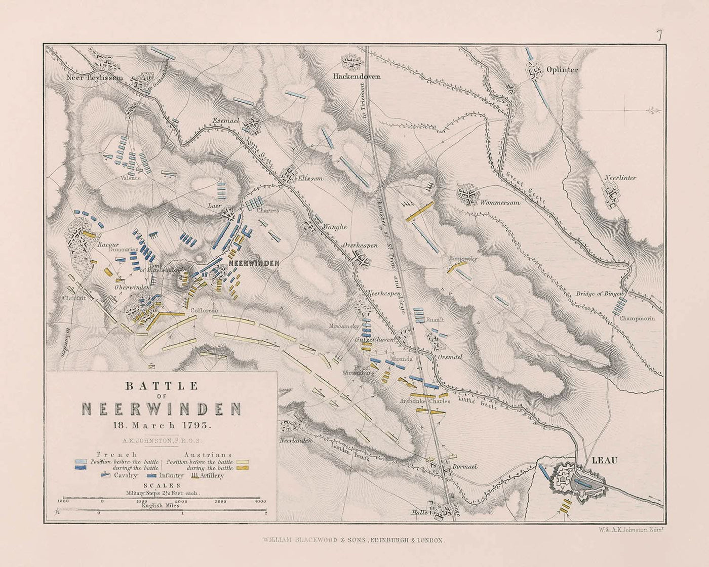 Batalla de Neerwinden, 18 de marzo de 1793, por AK Johnston, 1793