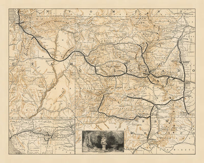 Old Railroad Map of Denver & Rio Grande Railroad System, 1882: Denver, Pueblo, Leadville, San Miguel County, Utah