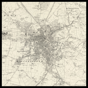 Una vecchia mappa Ordnance Survey di Macclesfield