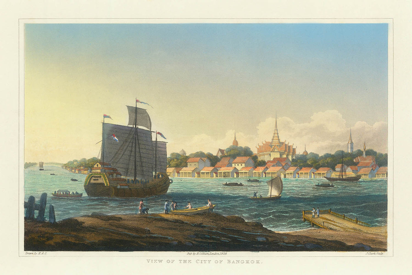 First View of Bangkok by Henry Colburn, 1828