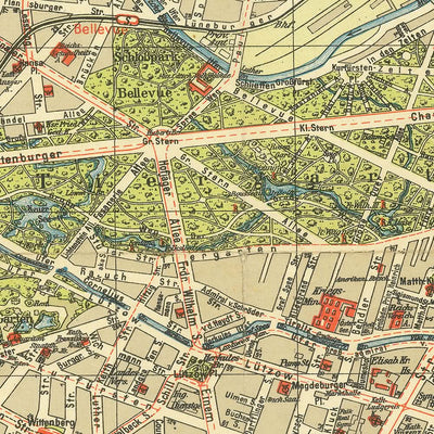 Ancienne carte de Berlin par Stilke, 1936 : Stade olympique, Grunewald, Tiergarten, Kurfürstendamm, Unter den Linden.