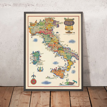 Vecchia mappa vinicola illustrata d&