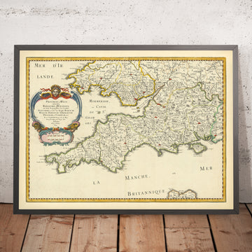 Condado histórico de Wessex: West Country, Hampshire y Berkshire por Sanson, 1654 