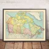 Old Map of the Dominion of Canada, 1922: Great Lakes, Rocky Mountains, Shipping Routes, Arctic Archipelago