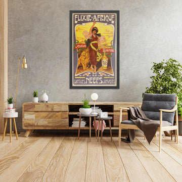 A framed image of Elixir d’Afrique Vintage Liqueur Poster, 1900