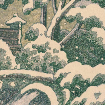 Snow at Godaido Temple in Matsushima by Hasui Kawase, 1935