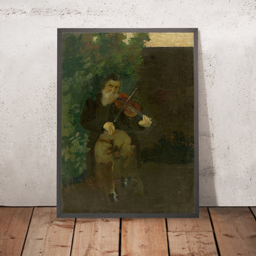 A framed image of The Old Violinist by August Macke, 1905