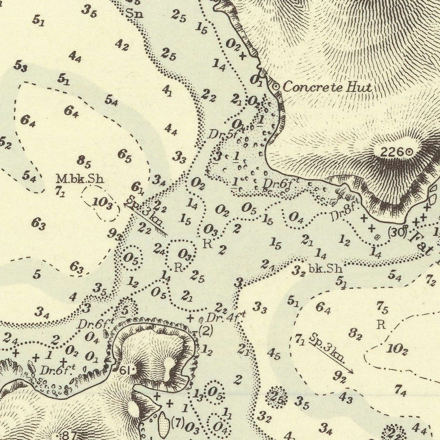 Old Hong Kong Nautical Chart by Belcher, 1953: Victoria Harbour, Kowloon Peninsula