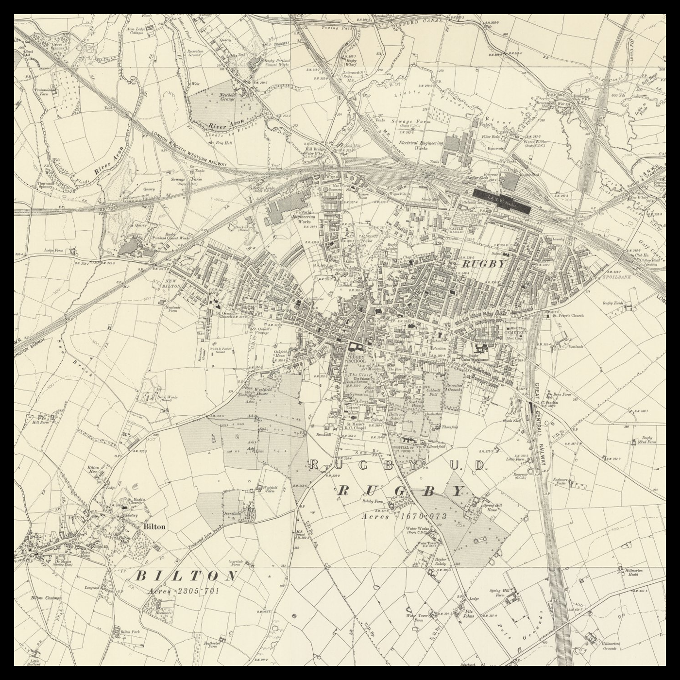 An old Ordnance Survey map of Rugby