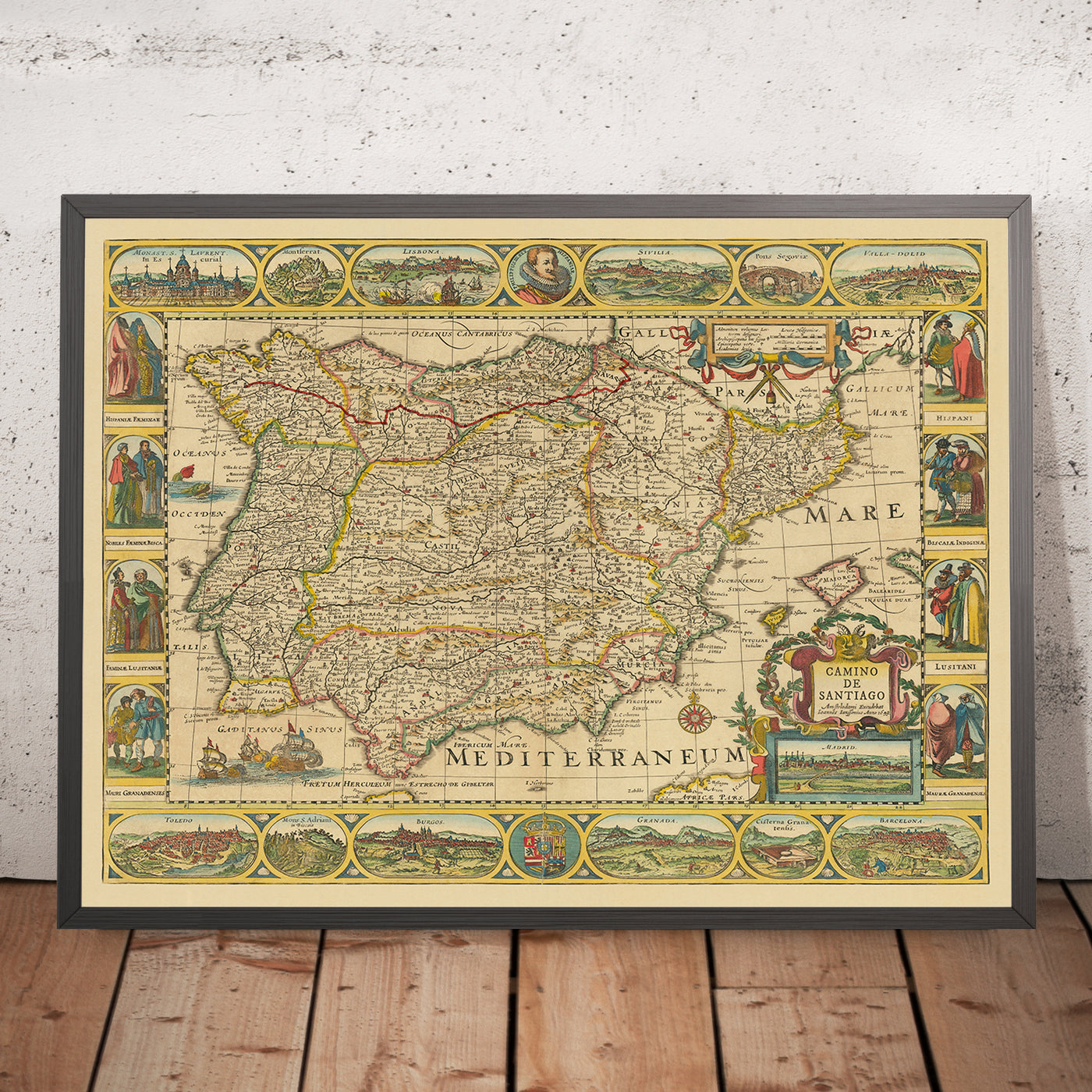 Old Camino de Santiago Route Map by The Unique Maps Co & Jansson: Spain, Portugal, Pyrenees, Camino Francés