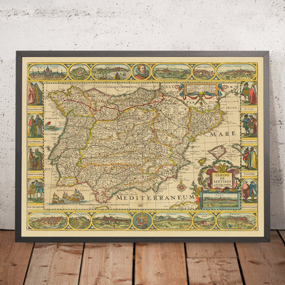 Old Camino de Santiago Route Map by The Unique Maps Co & Jansson: Spain, Portugal, Pyrenees, Camino Francés