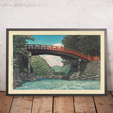 Une image encadrée du pont Kamibashi à Nikko, Sacred Bridge, par Hasui Kawase, 1935