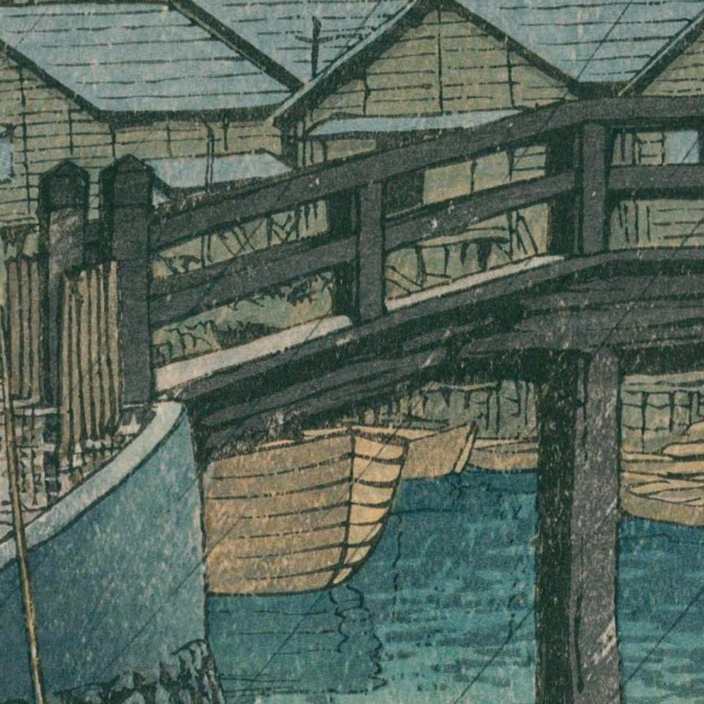 Rainy Season at Ryoshimachi, Shinagawa by Hasui Kawase, 1935