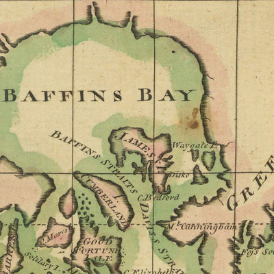 Old Mercator World Map Showing Discoveries of Capt. Cook by Carey, 1814: Pacific Centred