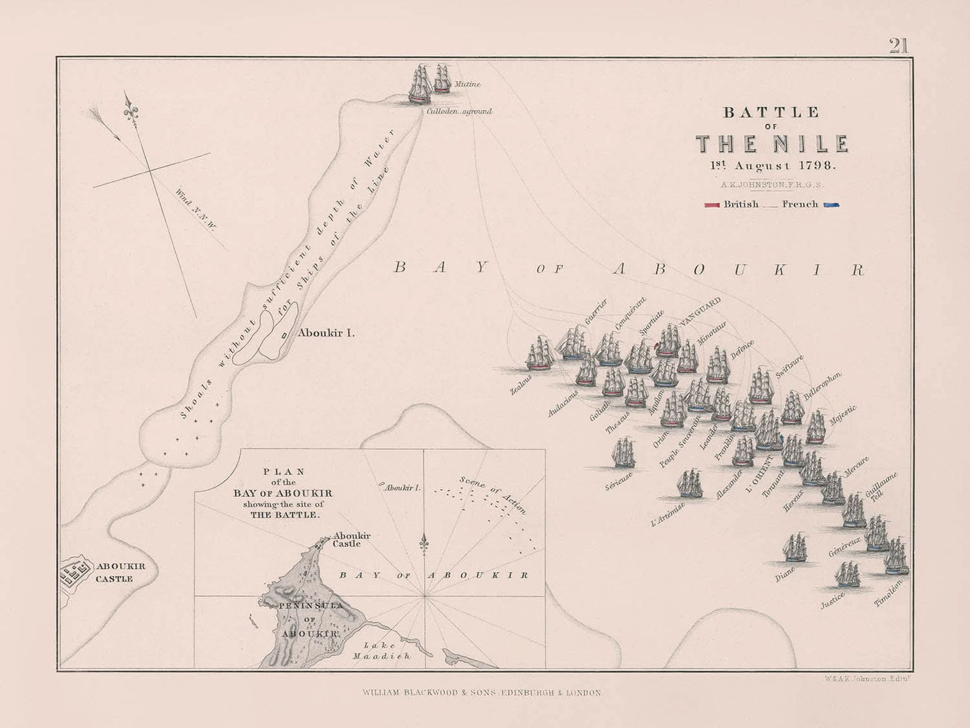 Batalla del Nilo, 1 de agosto de 1798, por AK Johnston, 1798