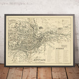 Mapa antiguo de Ammán, Jordania por Aleeff, 1953: Ciudadela, Anfiteatro, Palacio Raghadan, Legado Hashemita 