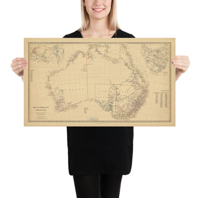 Rare Large Colonial Map of Australia by Stanford, 1859: Large NSW, Tasmania
