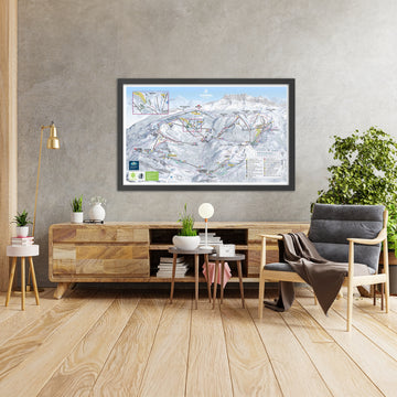 A framed image of Châtel, France in the style of a simple and modern golf course map