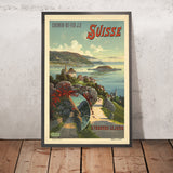 Antiker Schweizer Reiseplakat: A travers le Jura – Suisse, 1895 von Frederic Hugo d’Alési 