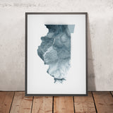 Mapa topográfico en relieve 3D de Illinois 