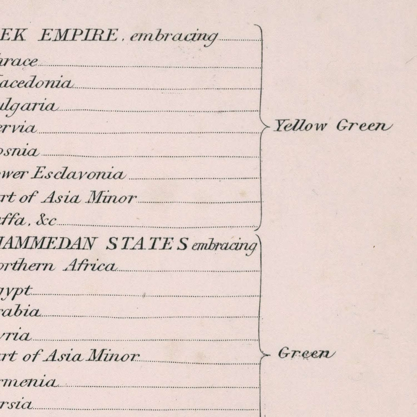 Ancienne carte de la première croisade par Quin, 1856 : Empire allemand, Byzance, Jérusalem, Califats, Chine