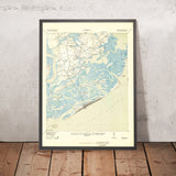 Old Map of Folly Beach, South Carolina by USGS, 1943 – James Island, Atlantic Ocean & Cummings Point