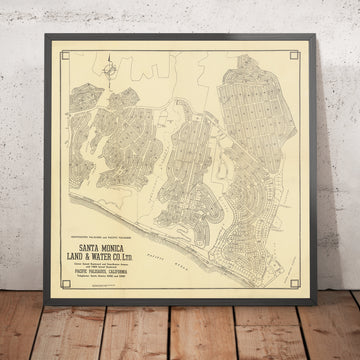 Mappa stradale antica dei Pacific Palisades e Huntington Palisades, 1925 