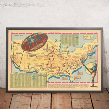 Alte Karte des US-College-Footballs von Sundberg, 1942: Hauptmannschaften, Konferenzen, Zweiter Weltkrieg Ära 