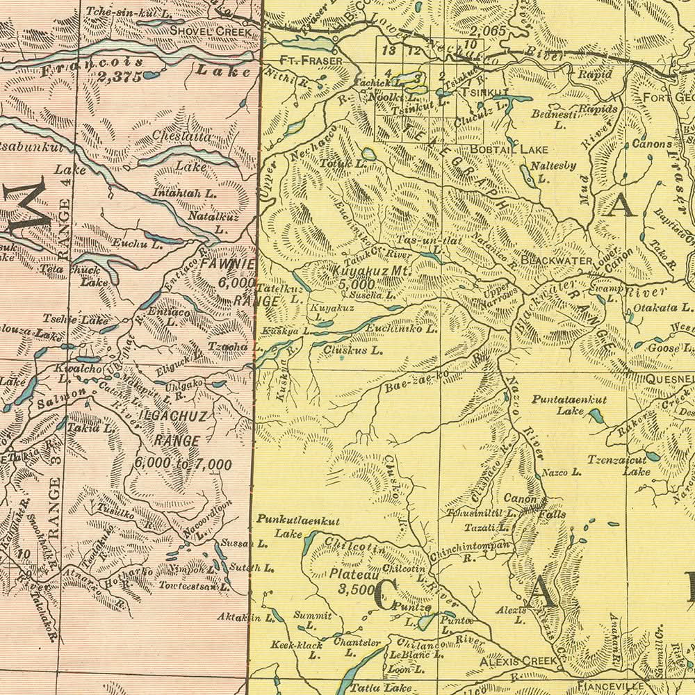 Old Map of British Columbia, 1911: Vancouver, Victoria, Coastal Inlets, Mountains, Railways