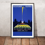 Poster di viaggio di Chicago: Buckingham Fountain di John Buczak, 1939 