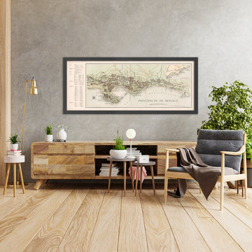 Grande Mappa Antica di Monaco di Fissore, 1943: Monte-Carlo, Casinò, La Condamine, Museo Oceanografico, Giardini St. Martin 