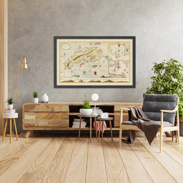 Mappa nautica antica di St. Thomas nelle Isole Vergini di Van Keulen, 1719 