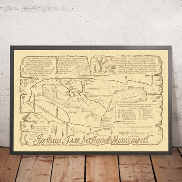 Antiguo mapa del Monumento Nacional Joshua Tree de Smith 1975: Keys View, Lost Palms, Arch Rock, Cholla Garden, Amboy 