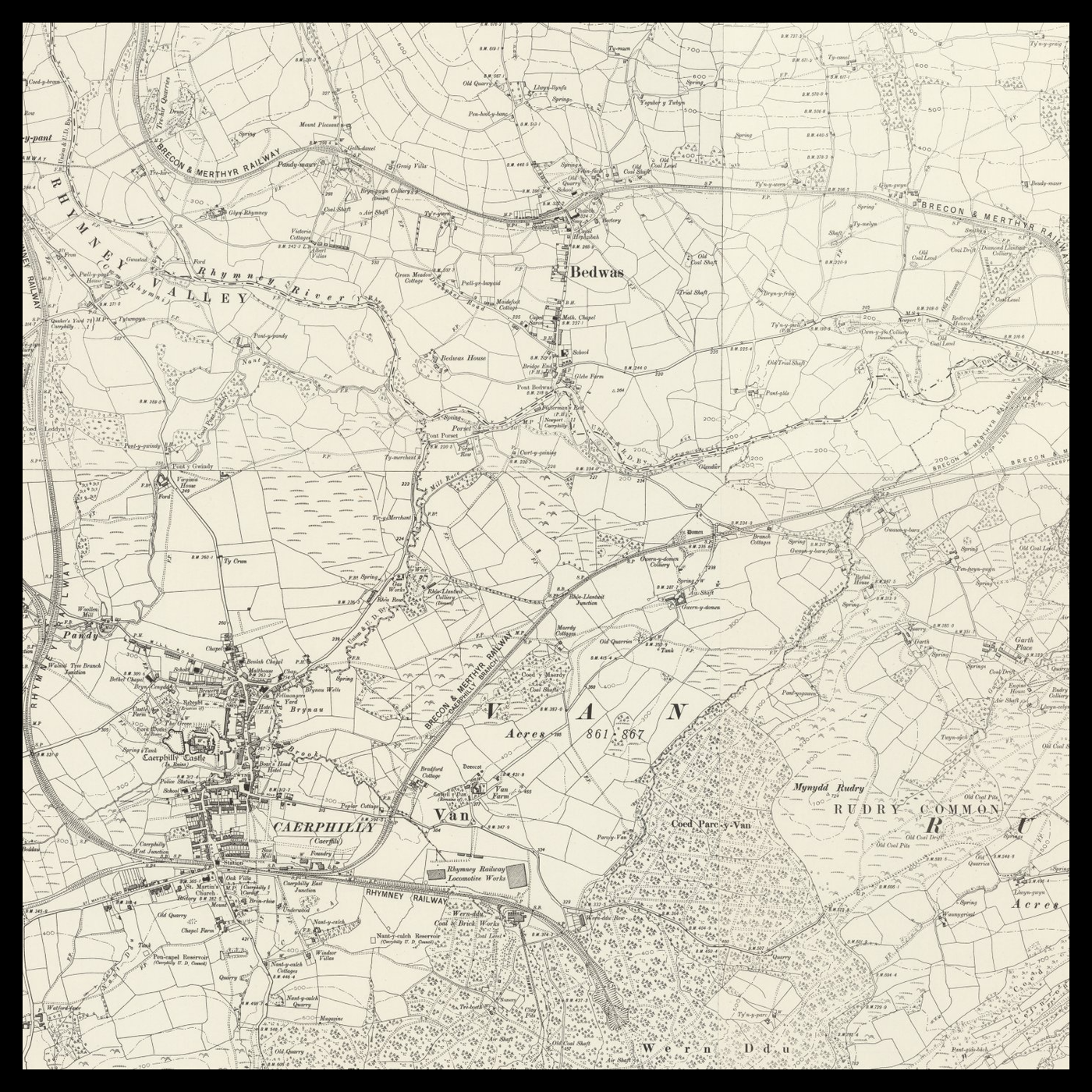 An old Ordnance Survey map of Caerphilly