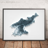 Mappa in rilievo 3D topografica della Corea del Nord 