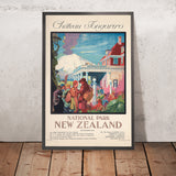 Póster de viaje de Nueva Zelanda: Chateau Tongariro de New Zealand Railways Studios, 1932 