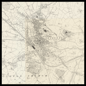 Una vecchia mappa Ordnance Survey di Stafford