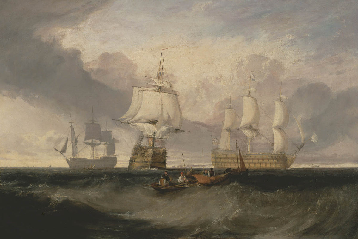 La Victoria Regresando de la Batalla de Trafalgar, en Tres Posiciones por Turner, 1806 