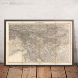 Ancienne carte des Alpes orientales et juliennes par Mayr, 1874 : Trieste, Slovénie, Croatie, mer Adriatique 