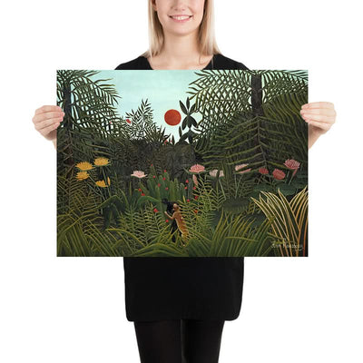 Jungfräulicher Wald mit Sonnenuntergang von Henri Rousseau, 1910 