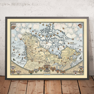 Old Pictorial Map of Canada by Furse, 1964: Rockies, Great Lakes, Montreal, Hudson Bay, Wildlife