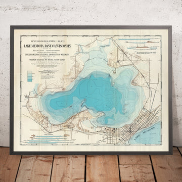 Old Lake Mendota Nautical Chart by Birge & Smith, 1906: Bathymetry, Madison WI, Lake Monona