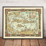 Old Pictorial Map of the Caribbean, 1936: Havana, Nassau, Kingston, Gulf of Mexico