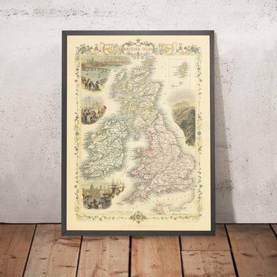 Old Map of the British Isles by Tallis, 1851: The Last Great Decorative Map