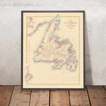 Alte Karte von Neufundland von Arrowsmith, 1884: St. John&