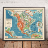 Old Arabic Map of North America by Dufrenoy, 1905